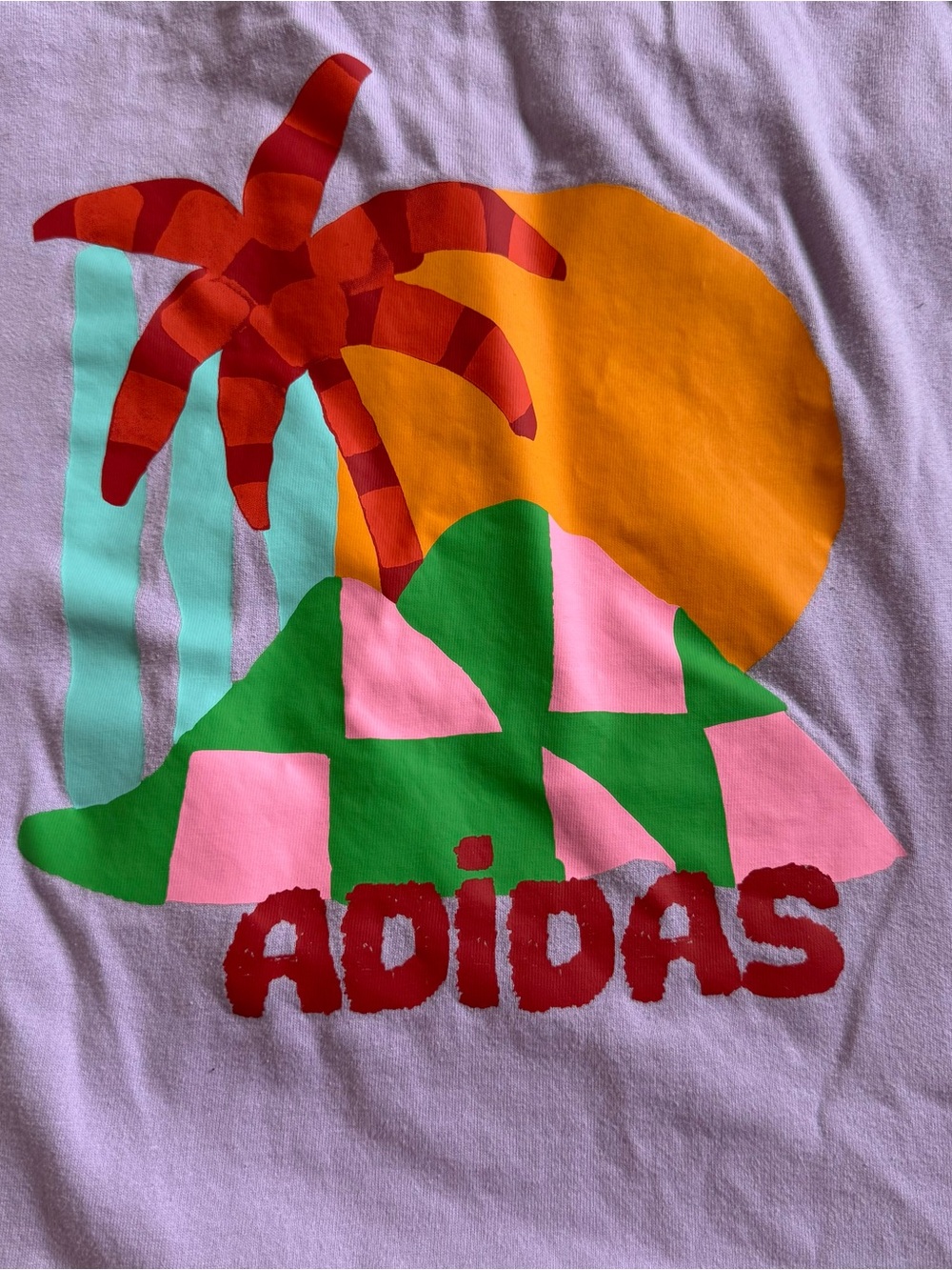 Adidas X Farm Rio Graphic Tee Women’s Short Sleeve Shirt Purple Palm Tree XS - Picture 2 of 8